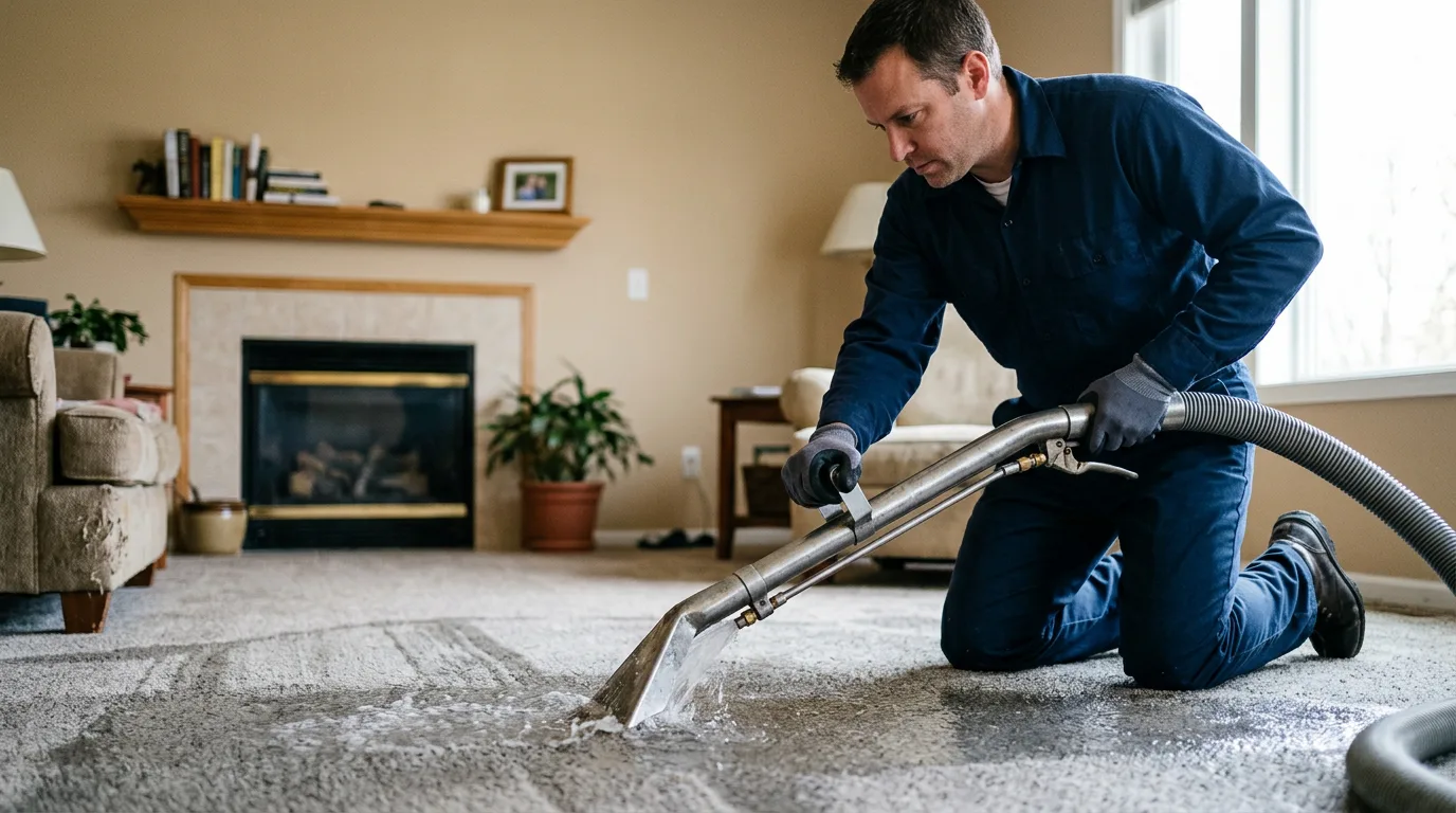 Water damage restoration technician working near Richmond, VA
